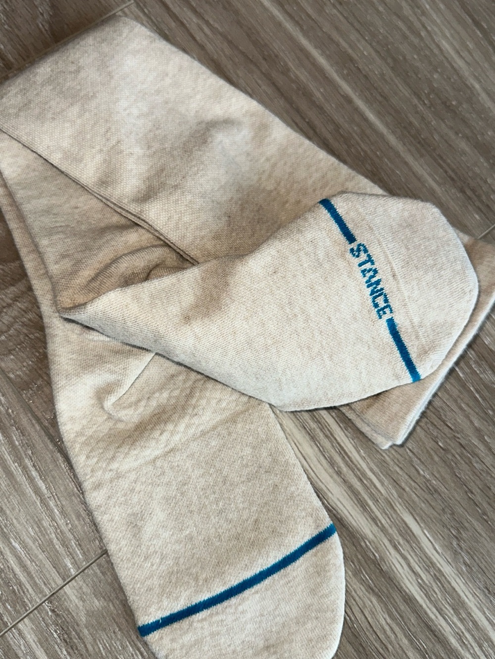 Stance Beige Crew Socks with Blue Accent